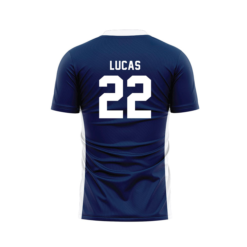 Wheaton IL - NCAA Men's Soccer : Isaac Lucas - Navy Soccer Jersey-1