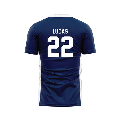Wheaton IL - NCAA Men's Soccer : Isaac Lucas - Navy Soccer Jersey-1