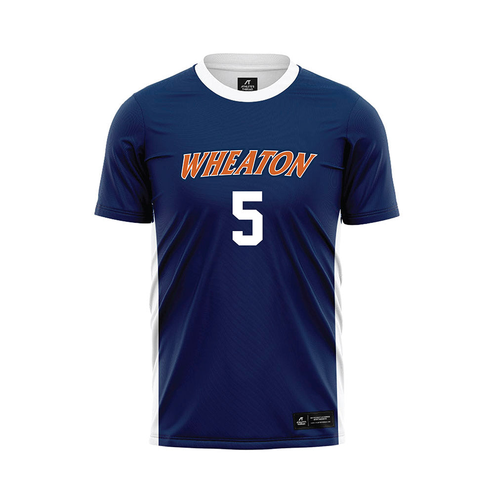 Wheaton IL - NCAA Men's Soccer : Garrett Belcher - Navy Soccer Jersey-0
