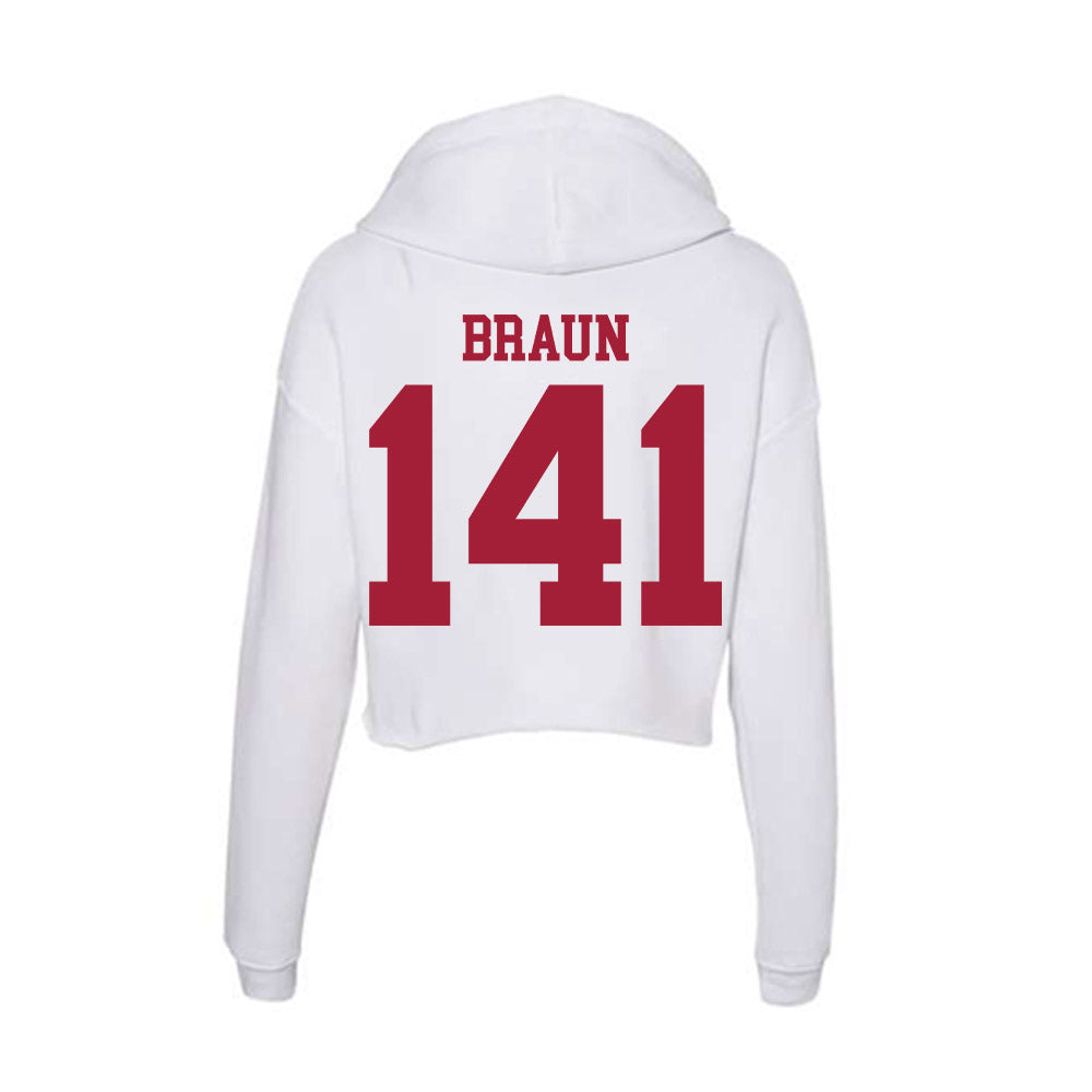 Oklahoma - NCAA Wrestling : Alex Braun - Women's Crop Fleece Hoodie-1