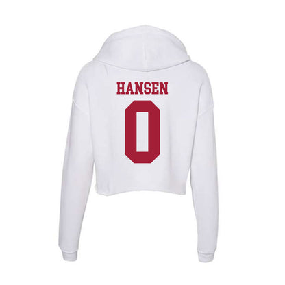 Oklahoma - NCAA Men's Basketball : Jake Hansen - Women's Crop Fleece Hoodie-1