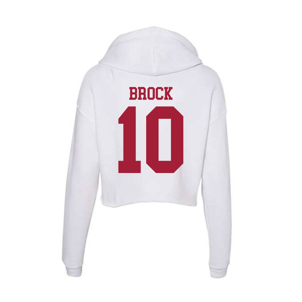 Oklahoma - NCAA Baseball : Brendan Brock - Women's Crop Fleece Hoodie-1