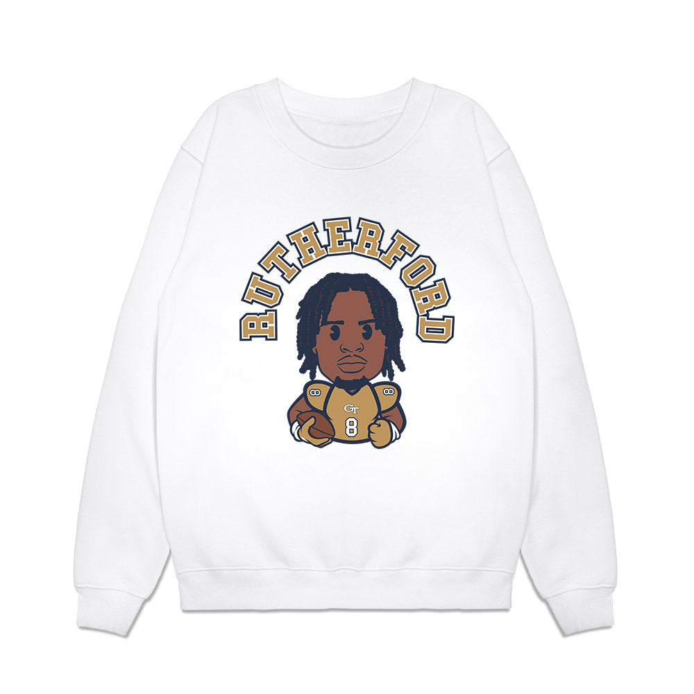 Georgia Tech - NCAA Football : Malik Rutherford - Caricature Premium Crewneck Sweatshirt-0