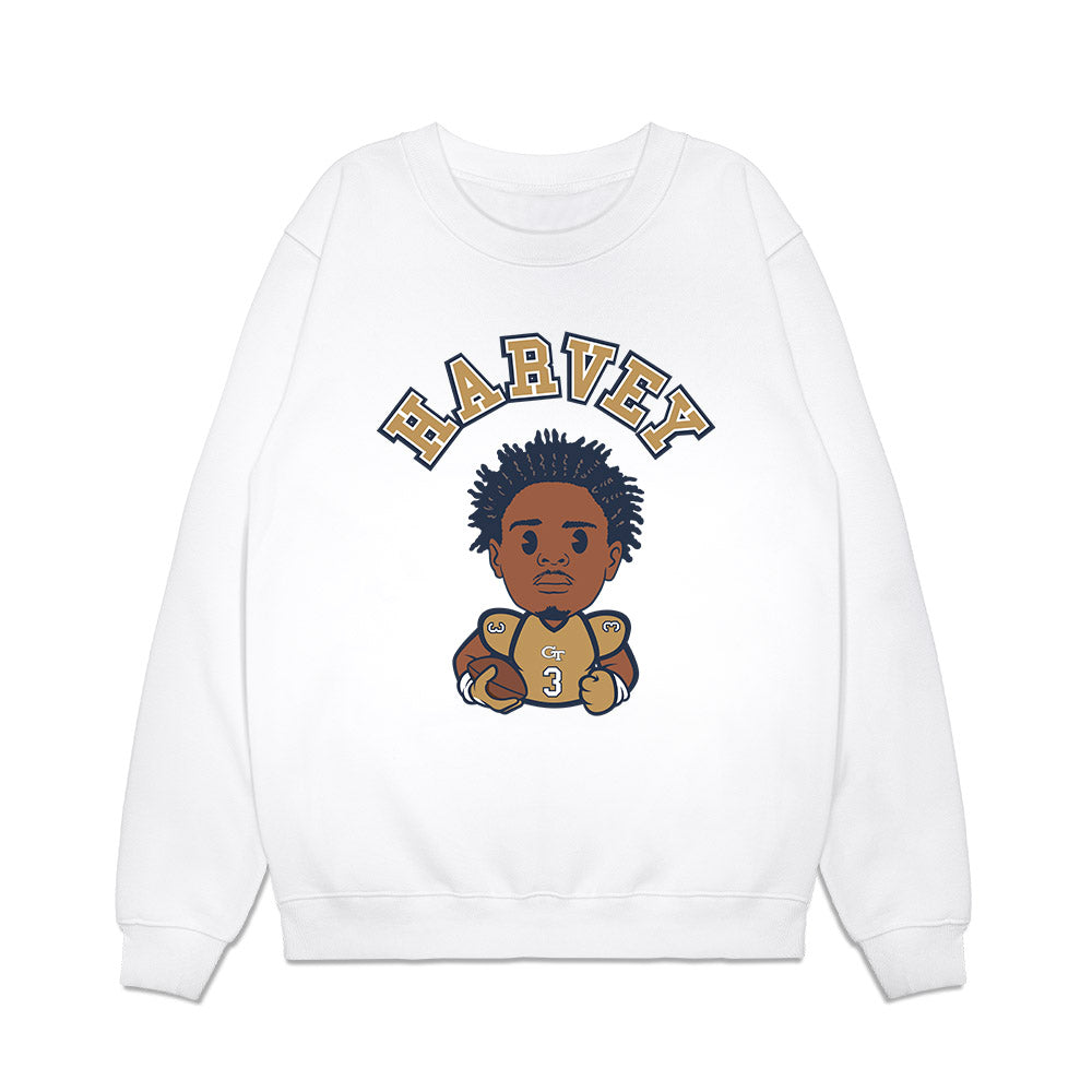 Georgia Tech - NCAA Football : Ahmari Harvey - Caricature Premium Crewneck Sweatshirt-0
