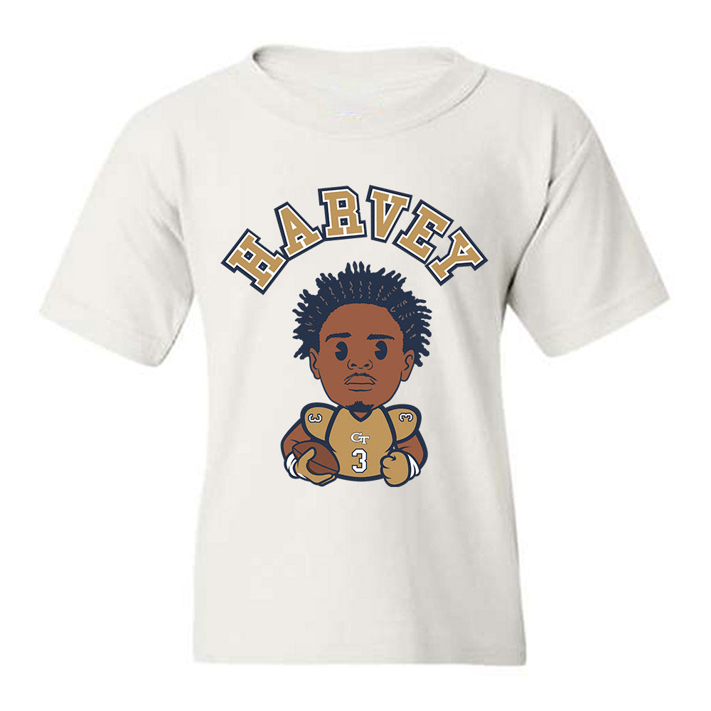 Georgia Tech - NCAA Football : Ahmari Harvey - Caricature Youth T-Shirt-0