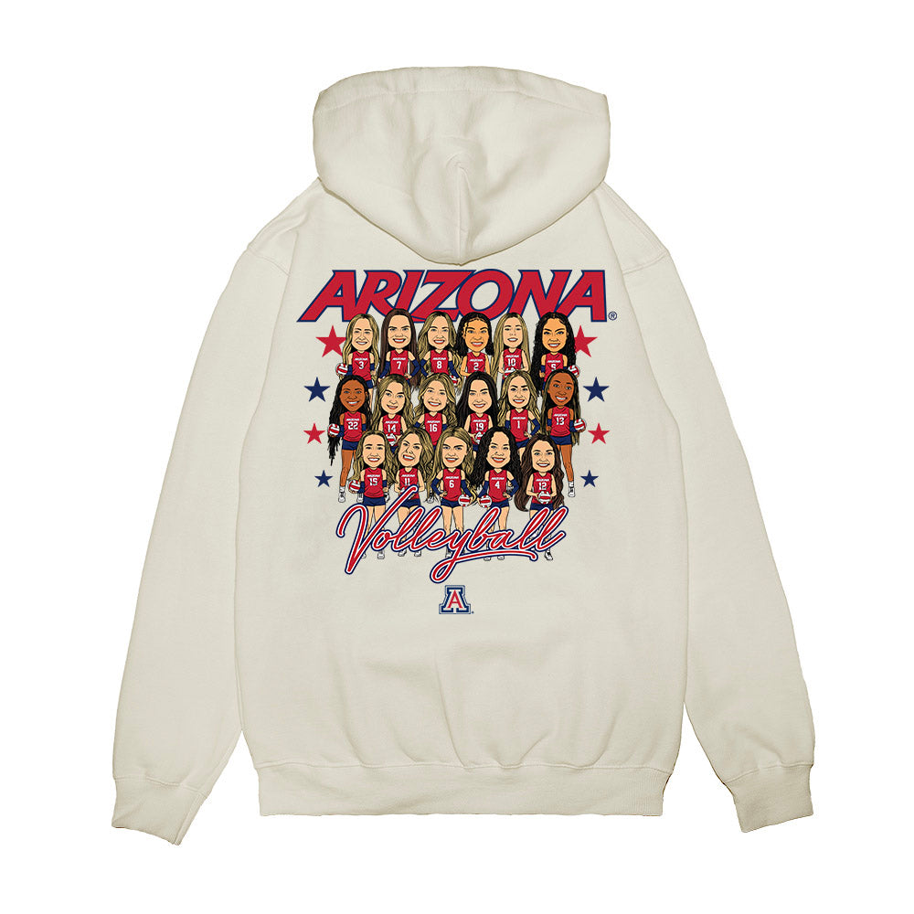 Arizona - NCAA Women's Volleyball : - Team Caricature Premium Hooded Sweatshirt-1