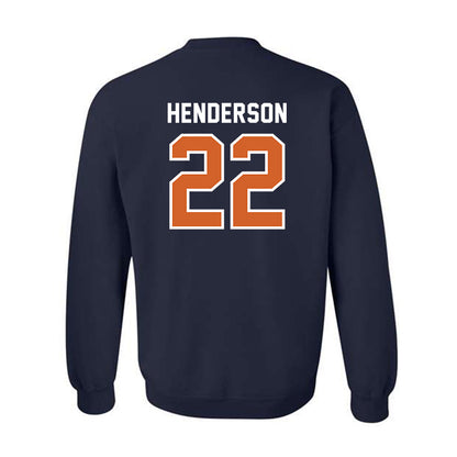 Wheaton IL - NCAA Baseball : Caleb Henderson - Navy Crewneck Sweatshirt-1