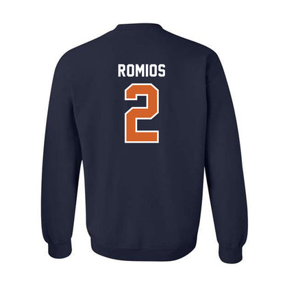 Wheaton IL - NCAA Baseball : Niko Romios - Navy Crewneck Sweatshirt-1