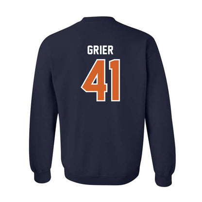 Wheaton IL - NCAA Baseball : Kyle Grier - Navy Crewneck Sweatshirt-1
