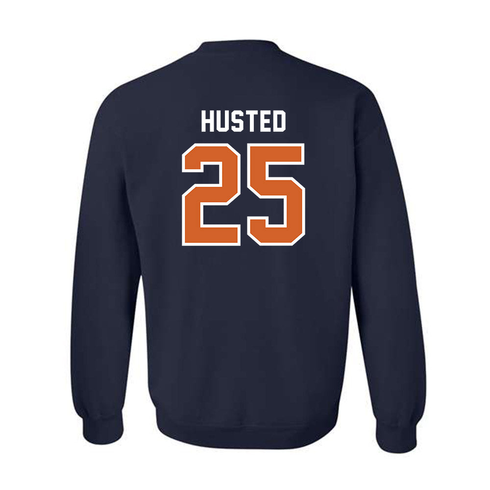 Wheaton IL - NCAA Baseball : Noah Husted - Navy Crewneck Sweatshirt-1
