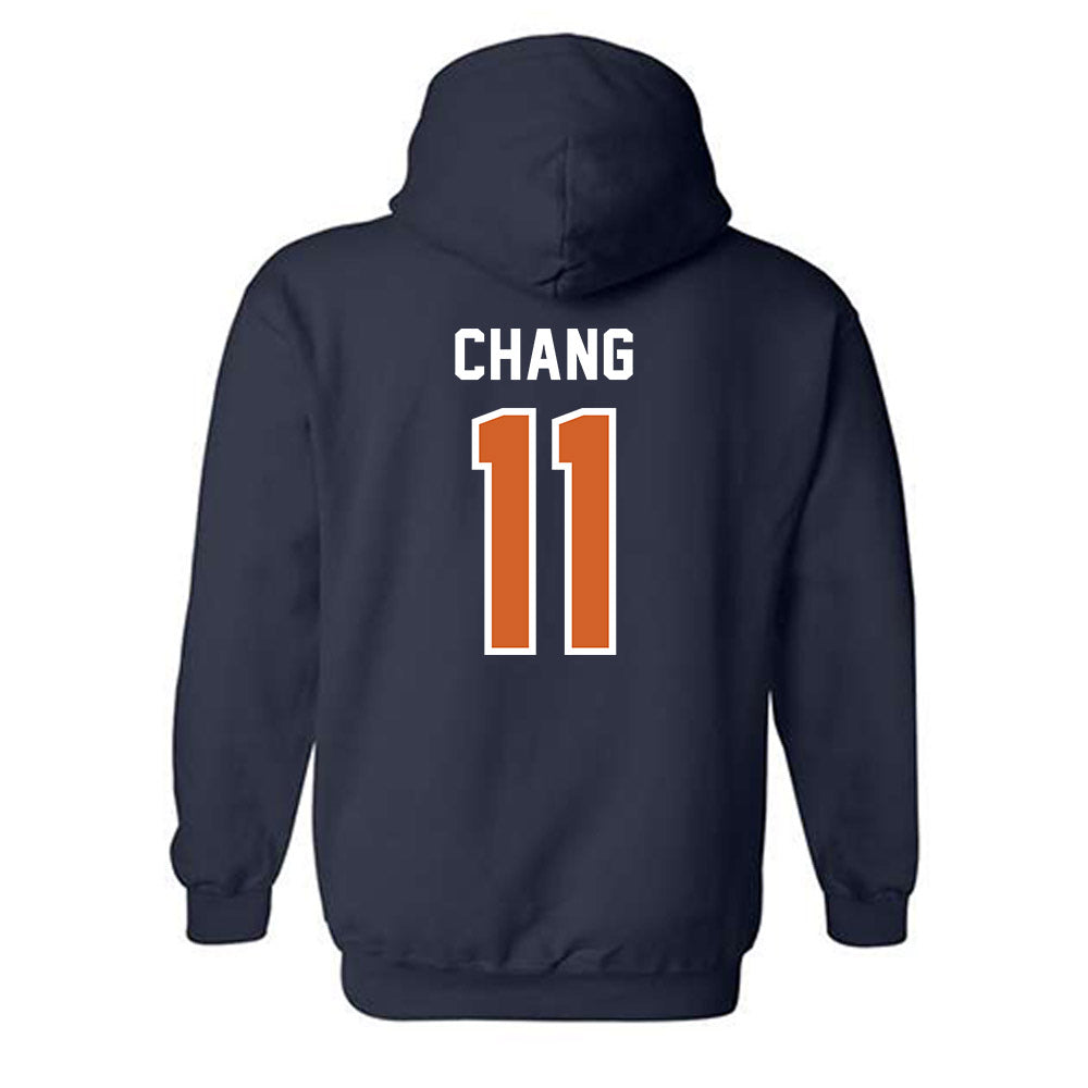 Wheaton IL - NCAA Baseball : Michael Chang - Navy Hooded Sweatshirt-1