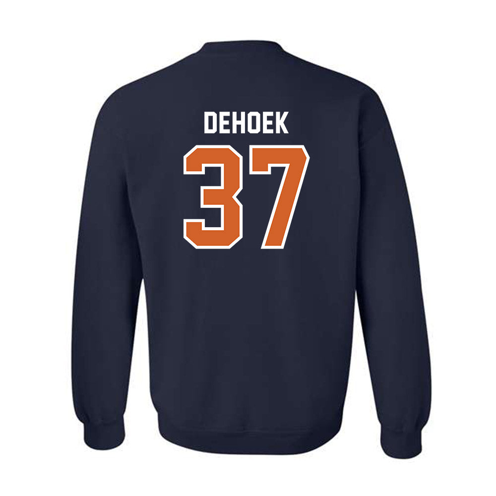 Wheaton IL - NCAA Baseball : Parker DeHoek - Navy Crewneck Sweatshirt-1
