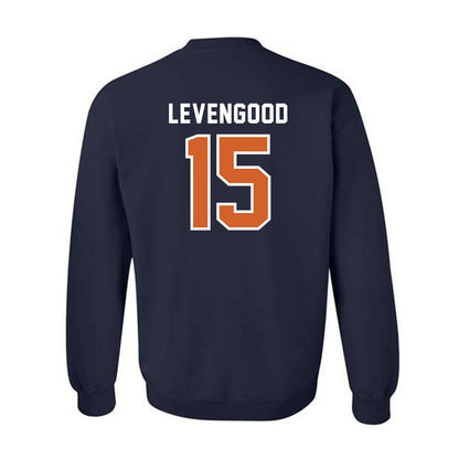 Wheaton IL - NCAA Baseball : David Levengood - Navy Crewneck Sweatshirt-1