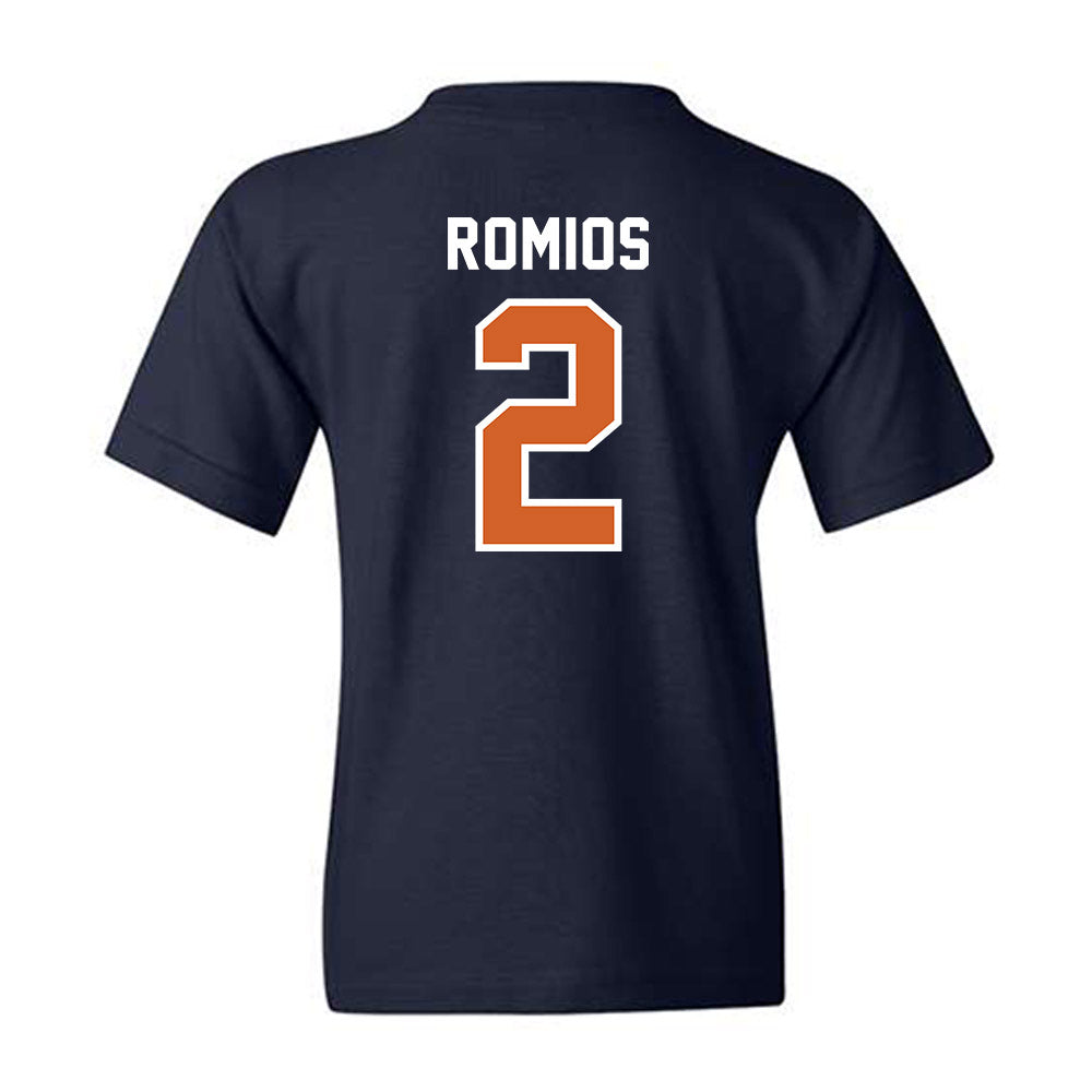 Wheaton IL - NCAA Baseball : Niko Romios - Navy Youth T-Shirt-1