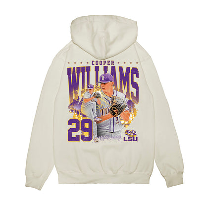LSU - NCAA Baseball : Cooper Williams - Collage Premium Hooded Sweatshirt-1