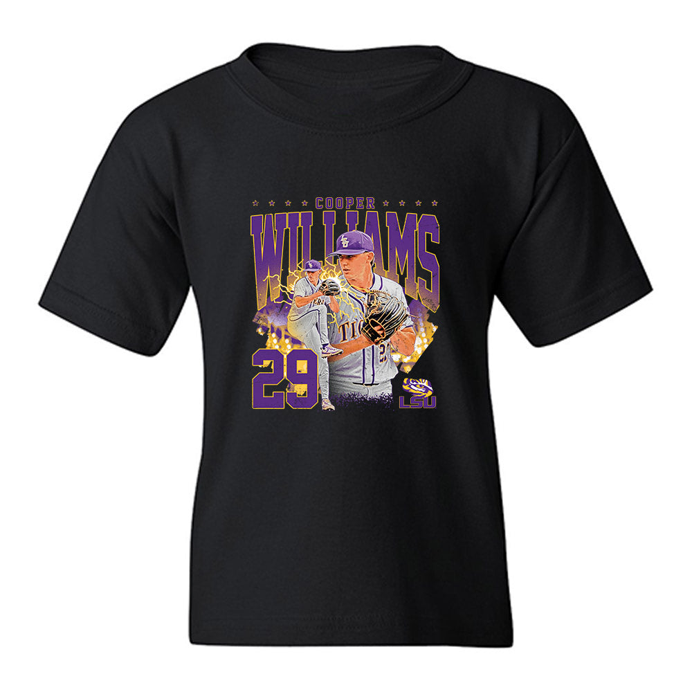 LSU - NCAA Baseball : Cooper Williams - Collage Youth T-Shirt-0