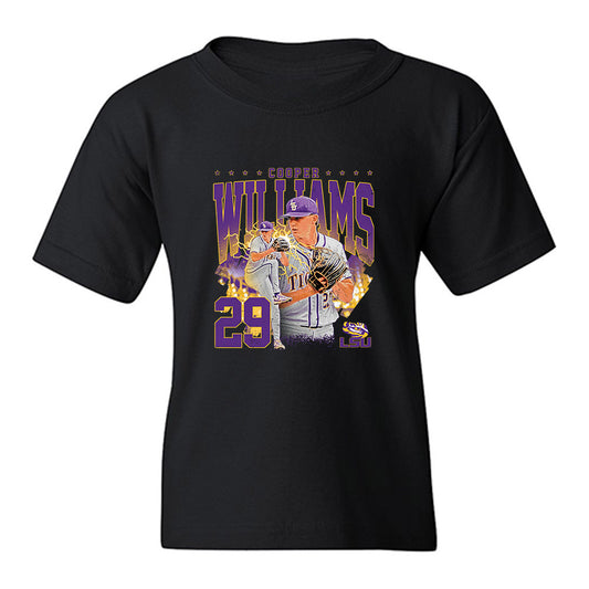 LSU - NCAA Baseball : Cooper Williams - Collage Youth T-Shirt-0