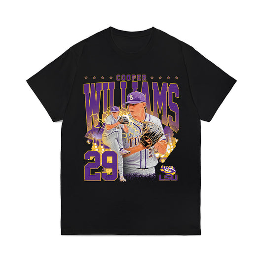 LSU - NCAA Baseball : Cooper Williams - Collage Comfort Colors T-Shirt-0