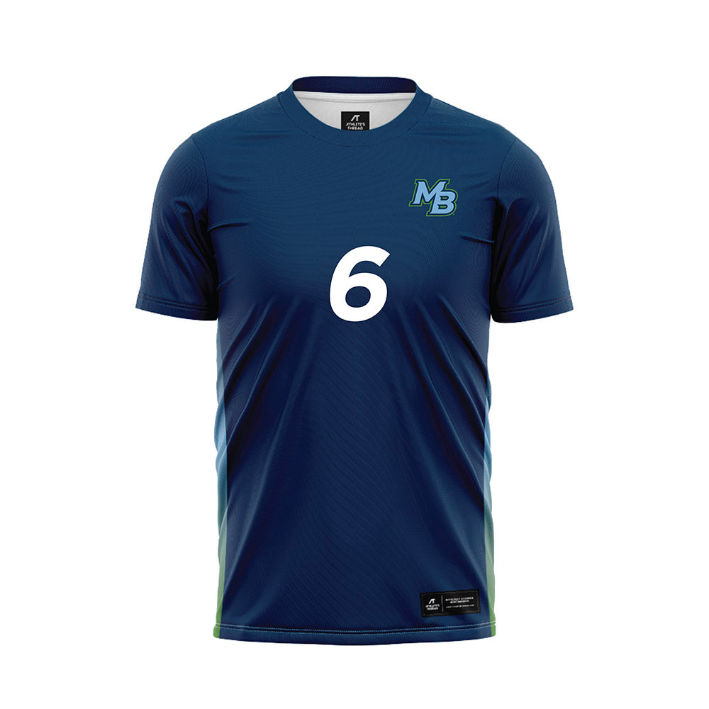 CSU Monterey Bay - NCAA Men's Soccer : Omar Arechiga - Navy Soccer Jersey-0