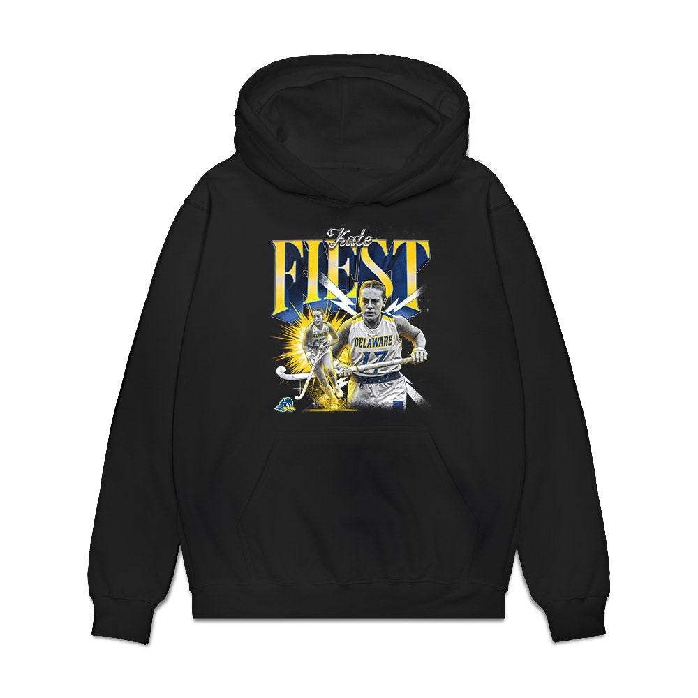 Delaware - NCAA Women's Field Hockey : Kate Fiest - Collage Premium Hooded Sweatshirt-0