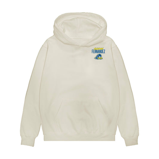 Delaware - NCAA Men's Basketball : Justyn Fernandez - Collage Premium Hooded Sweatshirt-0