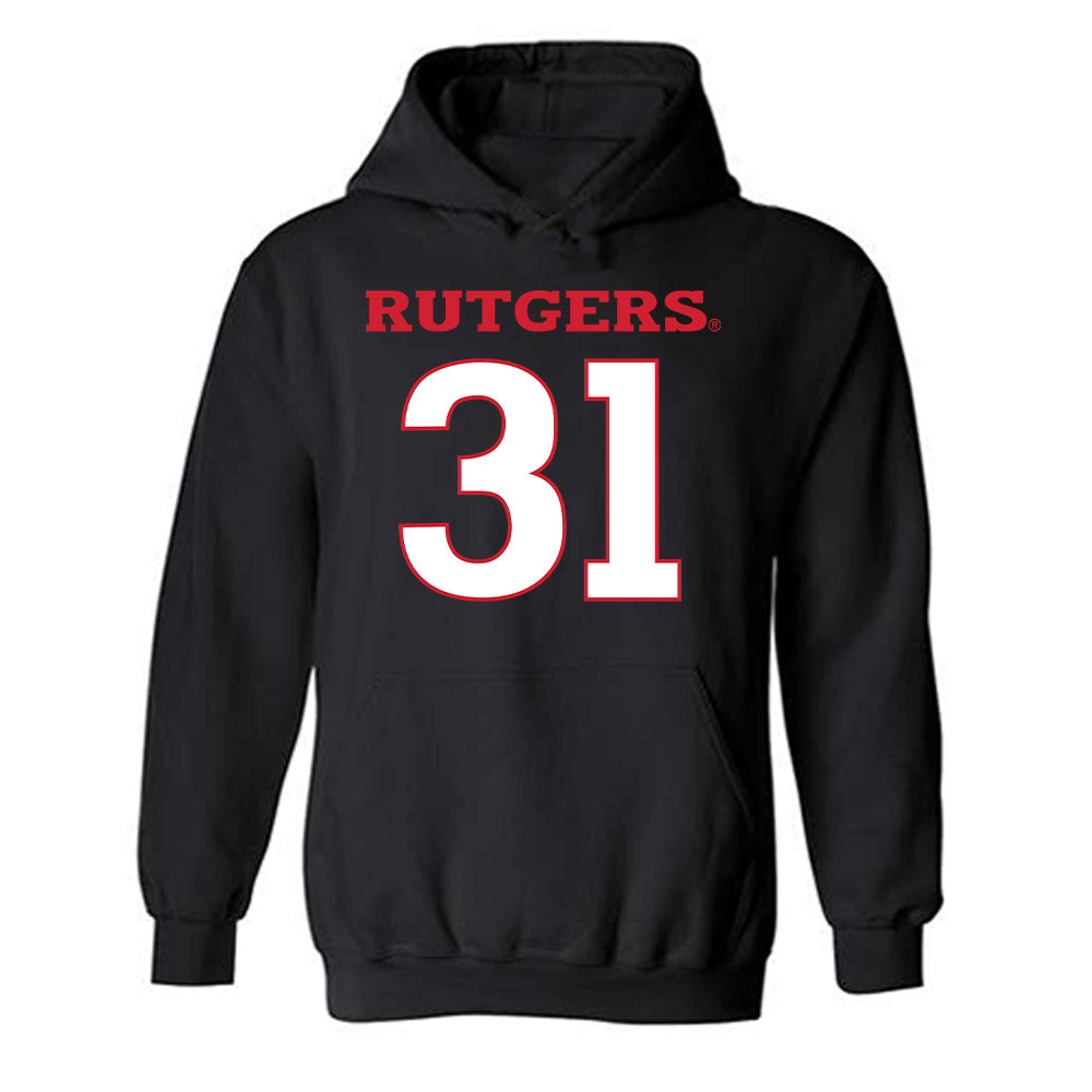 Rutgers - NCAA Men's Soccer : Logan Brown - Replica Shersey Hooded Sweatshirt-0