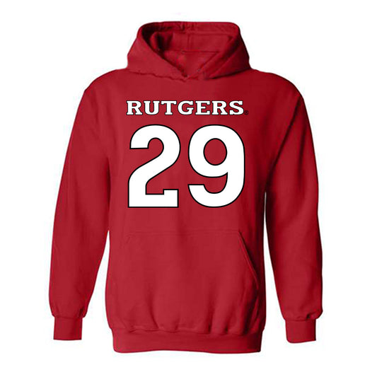 Rutgers - NCAA Men's Lacrosse : Hunter Falzon - Replica Shersey Hooded Sweatshirt-0