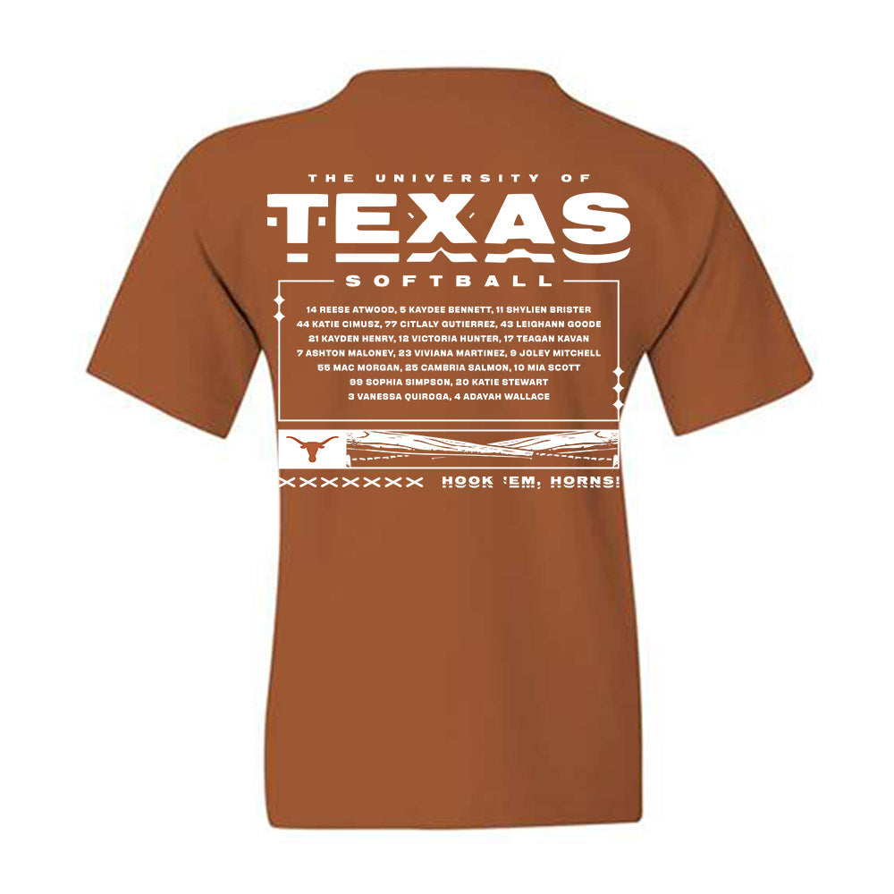 Texas - NCAA Softball : - Team Roster Youth T-Shirt-1