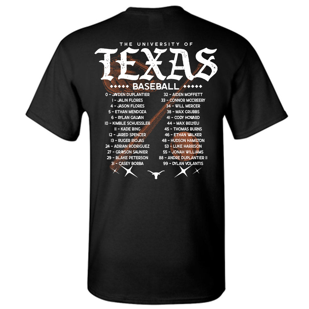 Texas - NCAA Baseball : - Team Roster T-Shirt-1