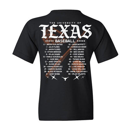 Texas - NCAA Baseball : - Team Roster Youth T-Shirt-1