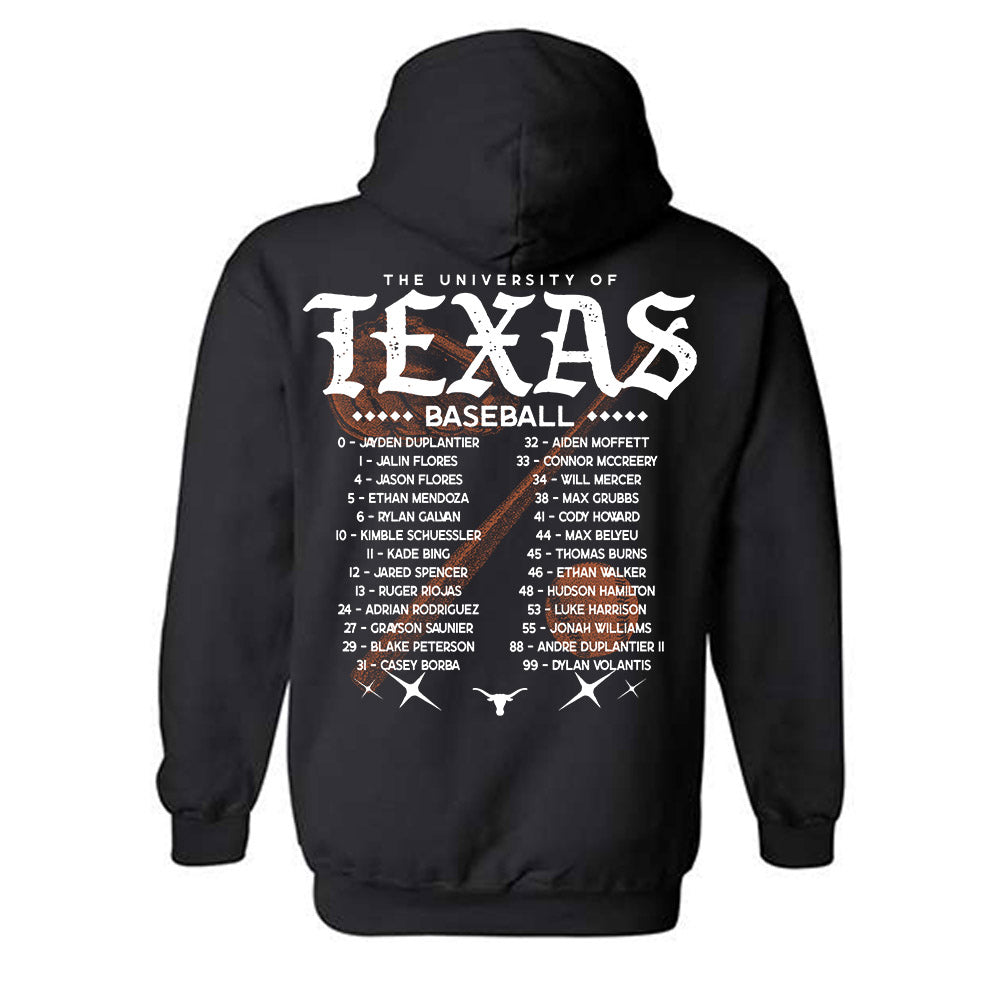 Texas - NCAA Baseball : - Team Roster Hooded Sweatshirt-1