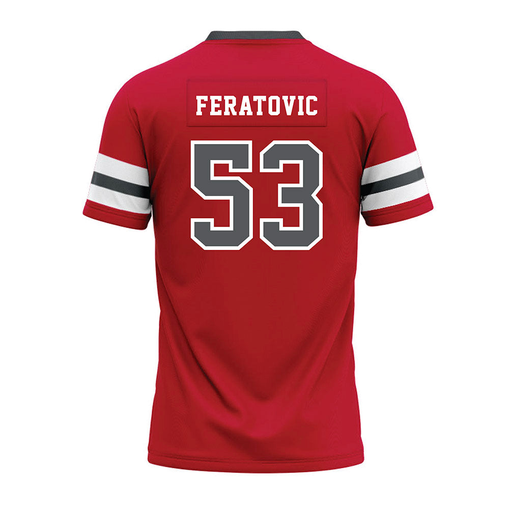 Montclair State - NCAA Football : Ennis Feratovic - Red Premium Football Jersey-1