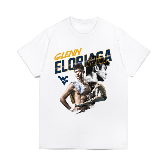 West Virginia - NCAA Men's Swimming & Diving : Glenn Eloriaga - Collage Comfort Colors T-Shirt-0