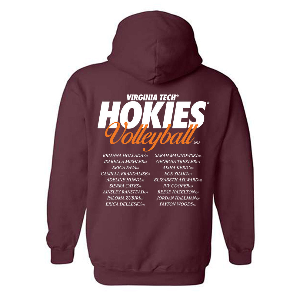 Virginia Tech - NCAA Women's Volleyball : Roster Shirt Hooded Sweatshirt-1