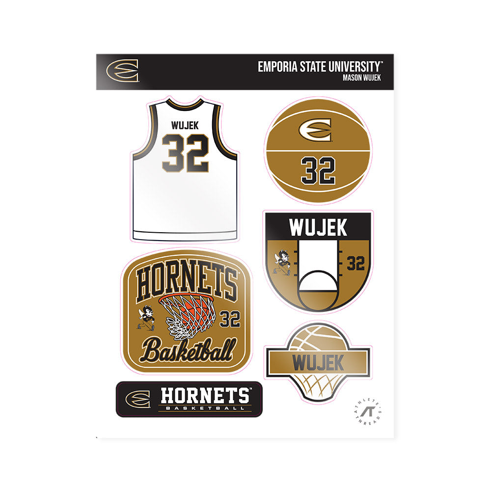 Emporia - NCAA Men's Basketball : Mason Wujek - Sticker Sheet-0