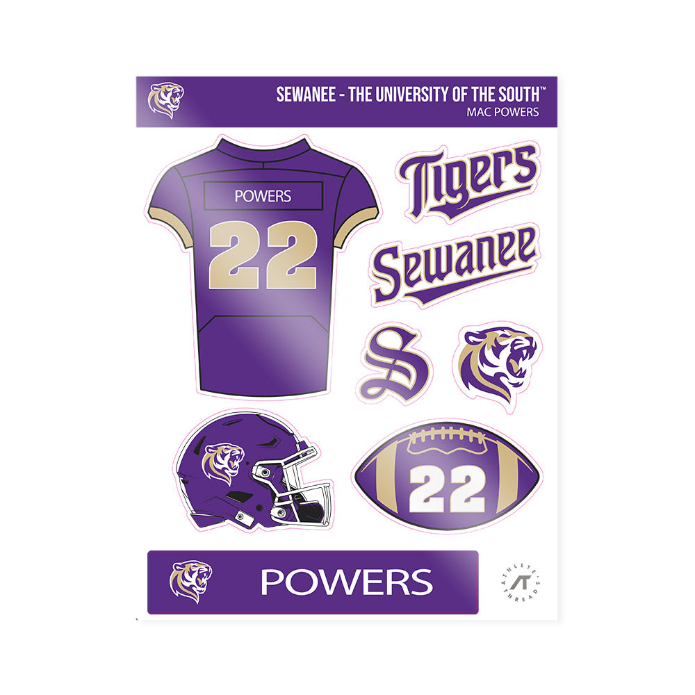 Sewanee - NCAA Football : Mac Powers - Sticker Sheet-0