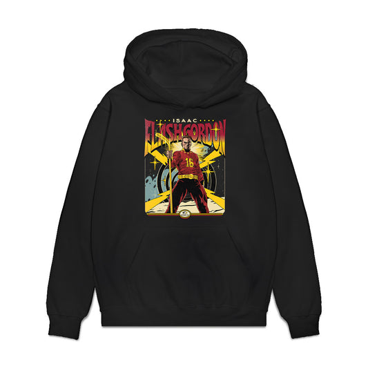 Michigan Tech - NCAA Men's Ice Hockey : Isaac Gordon - Caricature Premium Hooded Sweatshirt-0