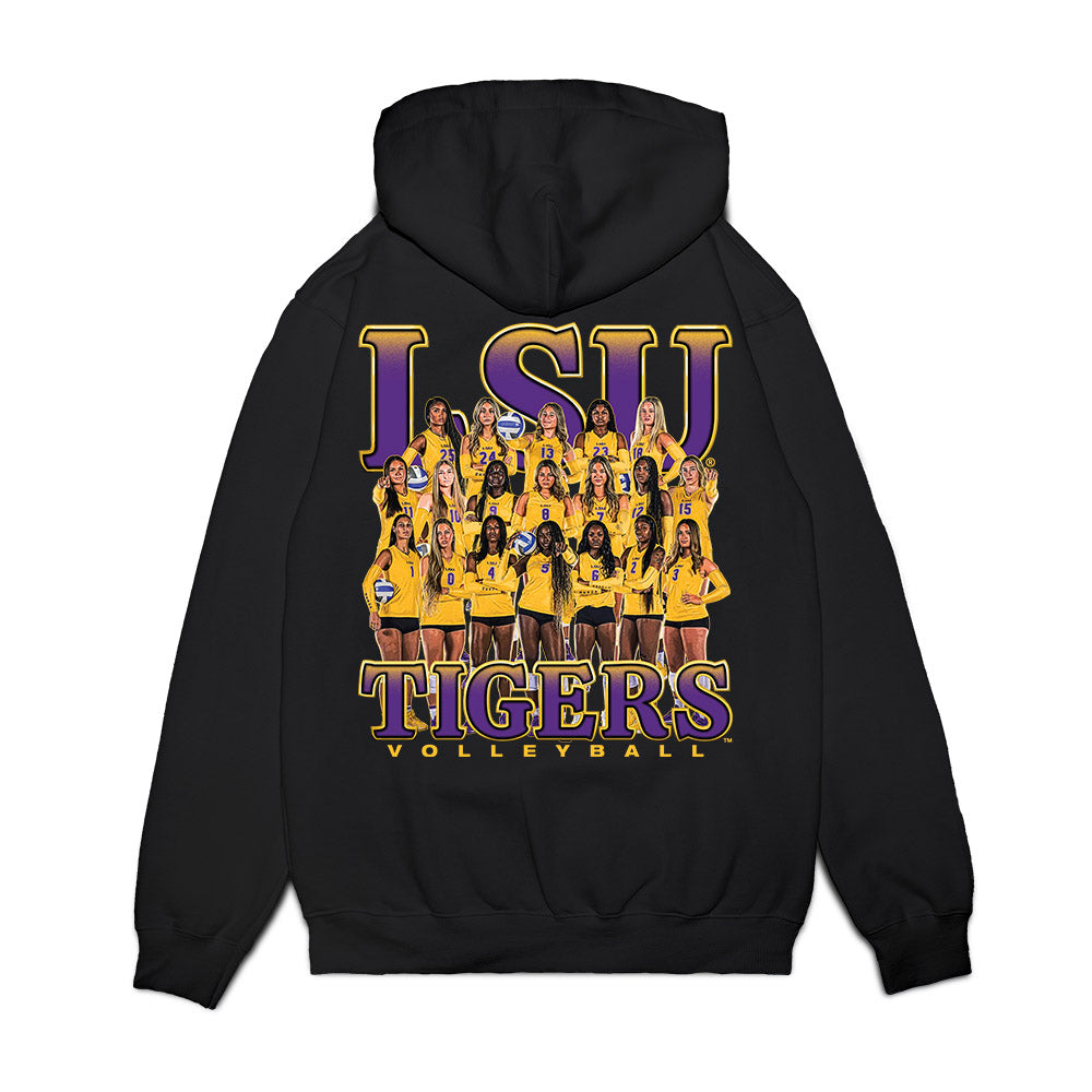 LSU - NCAA Women's Volleyball : - Team Collage Premium Hooded Sweatshirt-1