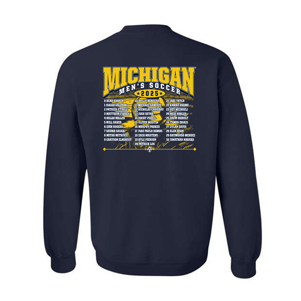 Michigan - NCAA Men's Soccer : - Roster Crewneck Sweatshirt-1