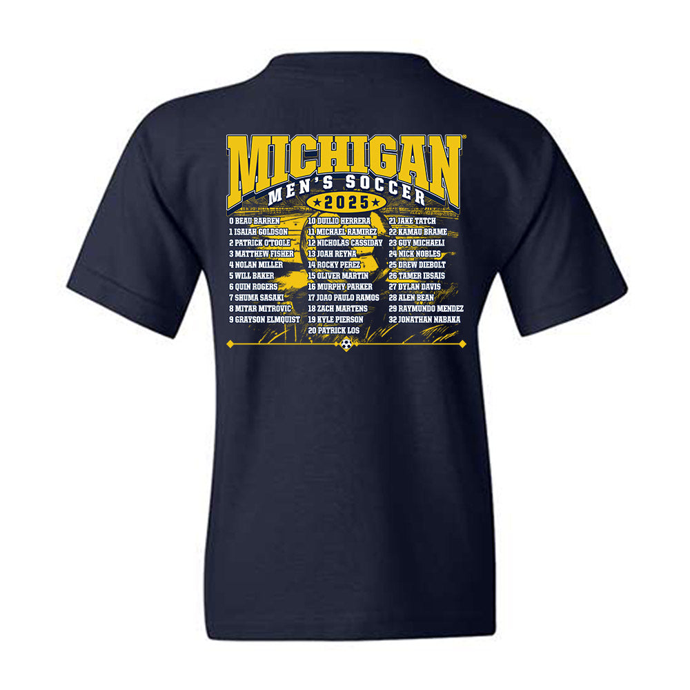 Michigan - NCAA Men's Soccer : - Roster Youth T-Shirt-1