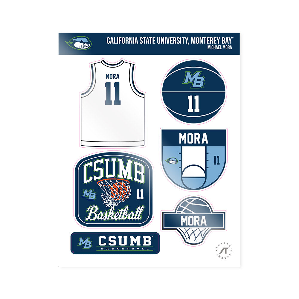CSU Monterey Bay - NCAA Men's Basketball : Michael Mora - Sticker Sheet-0