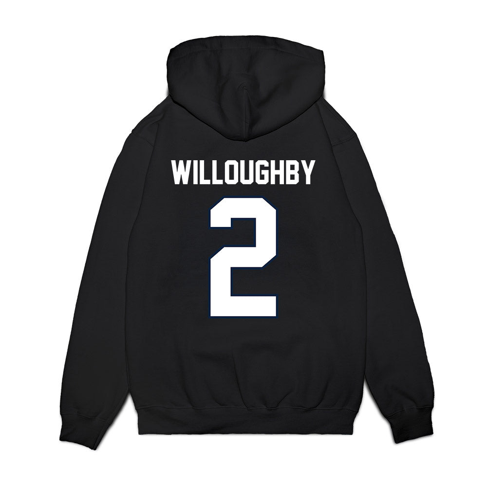 UConn - NCAA Football : Jediyah Willoughby - Vintage Helmet Premium Hooded Sweatshirt-1