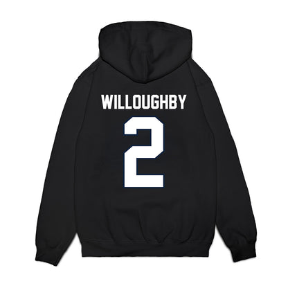 UConn - NCAA Football : Jediyah Willoughby - Vintage Helmet Premium Hooded Sweatshirt-1