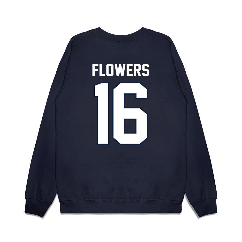 UConn - NCAA Football : Kamren Flowers - Vintage Helmet Premium Crewneck Sweatshirt-1