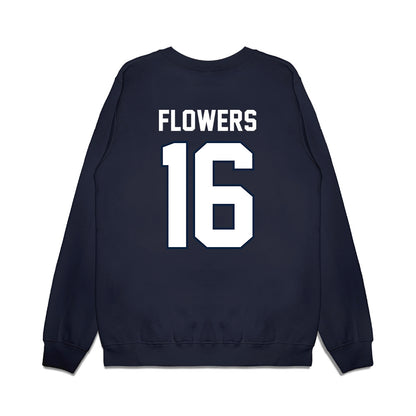 UConn - NCAA Football : Kamren Flowers - Vintage Helmet Premium Crewneck Sweatshirt-1