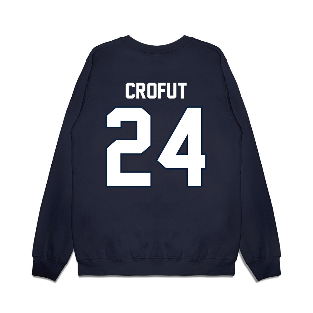 UConn - NCAA Football : Tashi Crofut - Vintage Helmet Premium Crewneck Sweatshirt-1