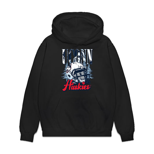 UConn - NCAA Football : Axavier Bridges-Brooks - Vintage Helmet Premium Hooded Sweatshirt-0