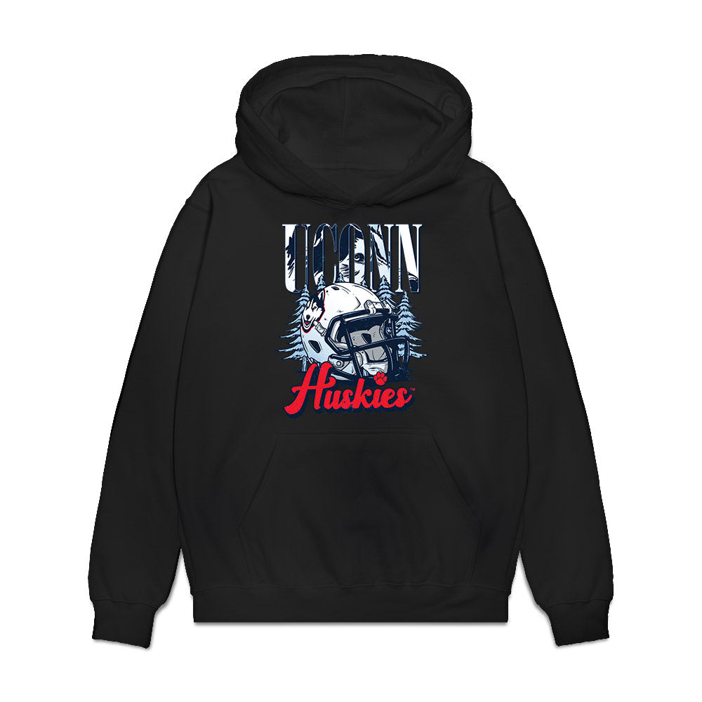 UConn - NCAA Football : Jayden Davis - Vintage Helmet Premium Hooded Sweatshirt-0
