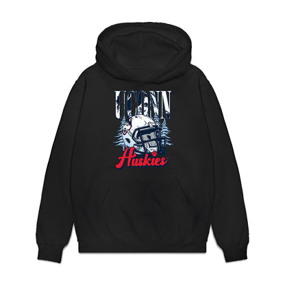 UConn - NCAA Football : Kylish Hicks - Vintage Helmet Premium Hooded Sweatshirt-0