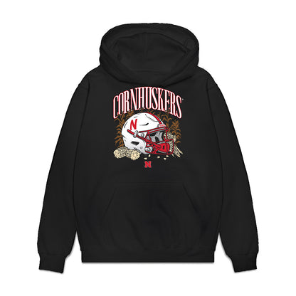 Nebraska - NCAA Football : Jacob Bower - Vintage Helmet Premium Hooded Sweatshirt-0